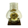 Islamic Table Top Candle Holder with Wooden Base in Ya Abalfazl Design