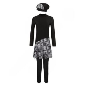 Islamic Women’s Modest Swimwear Set of 3 with Striped Design