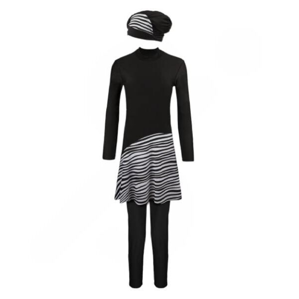 Islamic Women's Modest Swimwear Set of 3 with Striped Design