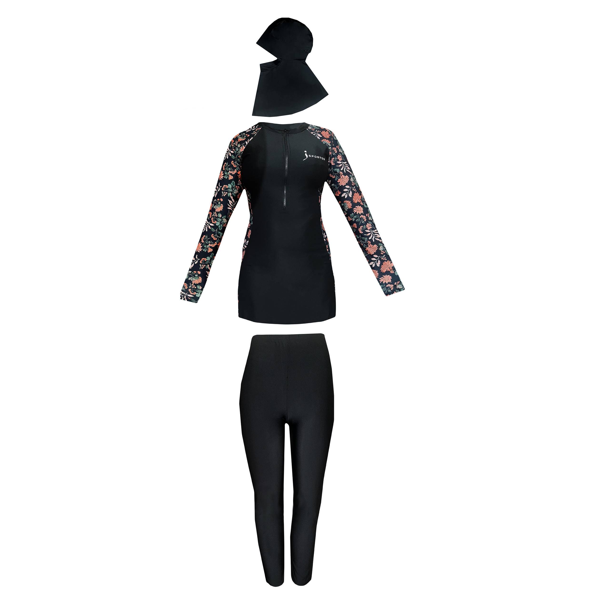 Islamic Women’s Modest Swimwear Set of 3 with Floral Sleeve