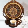 Islamic Wooden Table Top Candle Holder with Islamic Design