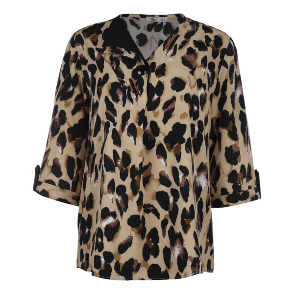 Long Sleeve Blouse for Women with Leopard Design