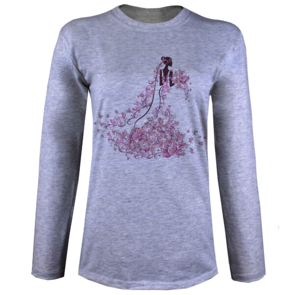 Long Sleeve T-Shirt for Women with Floral Printed Design