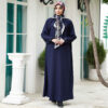 Loose Fit Abaya for Muslim Women in Navy Blue