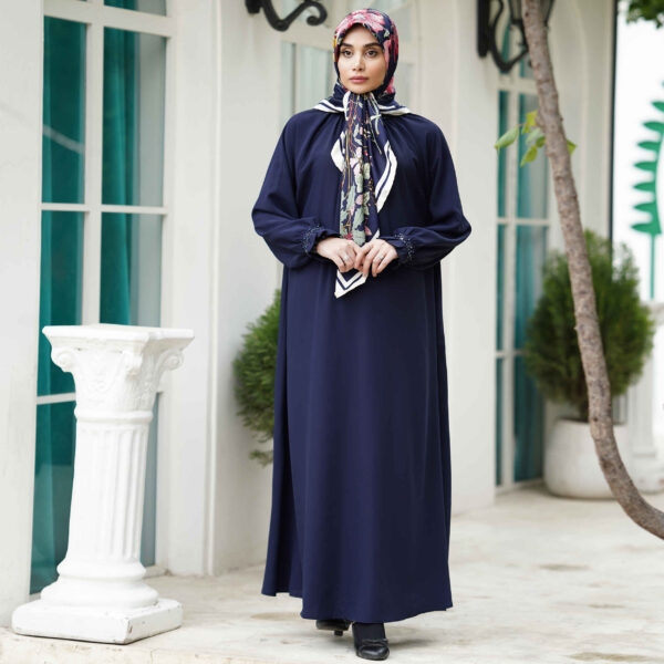 Loose Fit Abaya for Muslim Women in Navy Blue