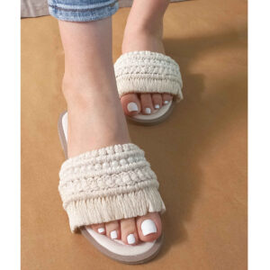Macrame Boho Chic Flat Slippers Handmade for Women