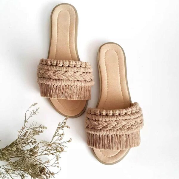 Macrame Boho Chic Flat Slippers for Women Model Ella