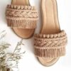 Macrame Boho Chic Flat Slippers for Women Model Ella