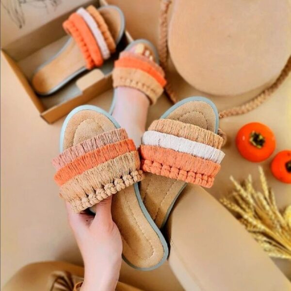 Macrame Boho Chic Flat Slippers for Women Model Fall