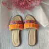 Macrame Boho Chic Flat Slippers for Women Model Geometric Embroidered