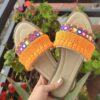 Macrame Boho Chic Flat Slippers for Women Model Geometric Embroidered