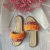 Macrame Boho Chic Flat Slippers for Women Model Geometric Embroidered