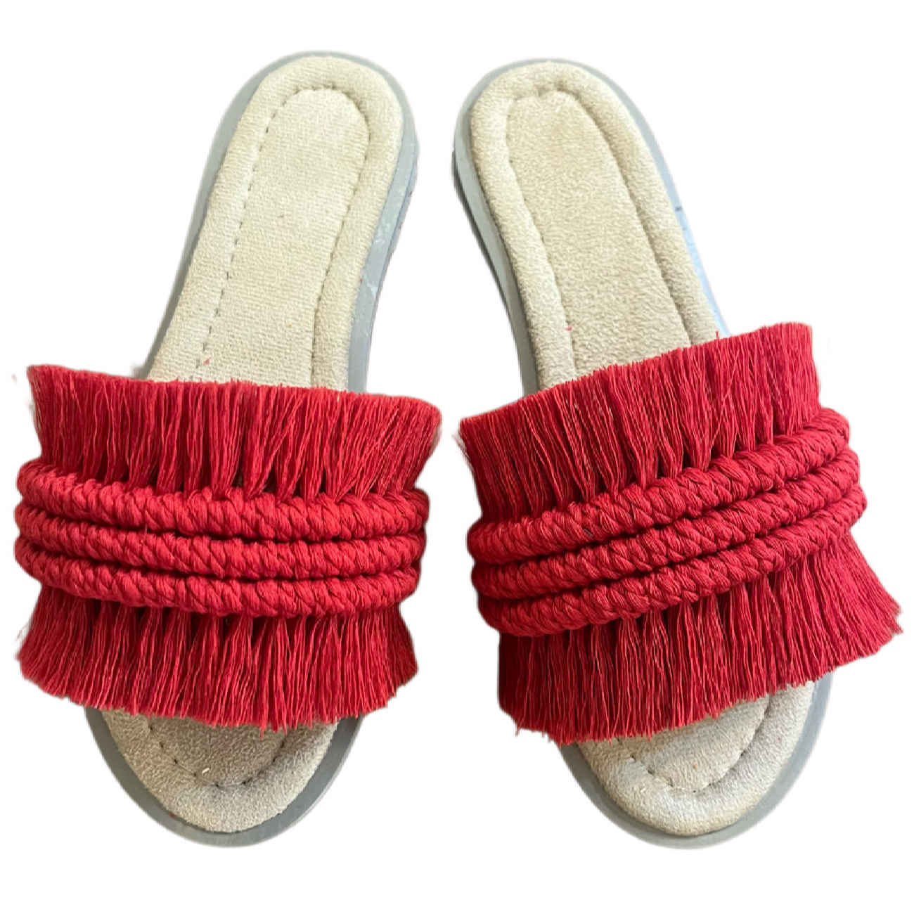 Macrame Boho Chic Flat Slippers for Women Model Parallel