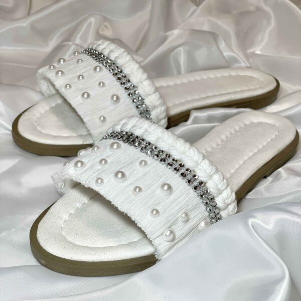 Macrame Boho Chic Flat Slippers for Women Model Pearl