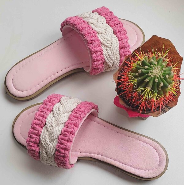 Macrame Boho Chic Slippers for Women Model Cactus