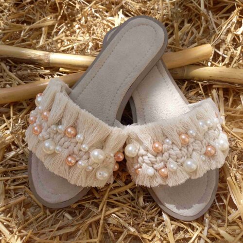 Macrame Boho Chic Slippers for Women Model Pearl