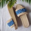 Macrame Boho Chic Wedge Slippers for Women