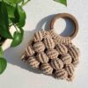 Macrame Bag Handwoven with Wooden Handel Model Walnuts