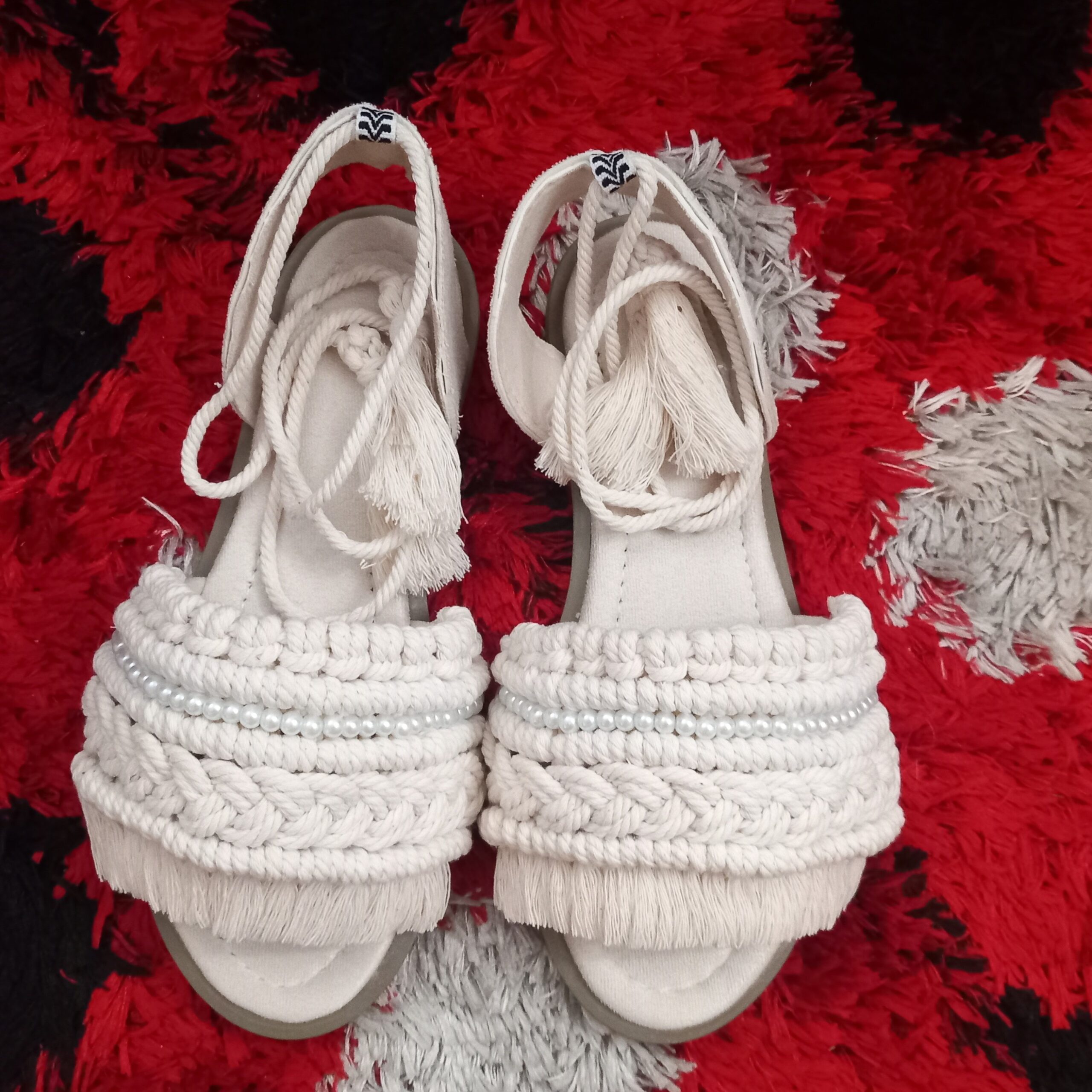 Macrame Sling Back Flat Sandals Handmade