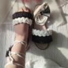 Macrame Sling Back Sandals Handmade Model Black & White