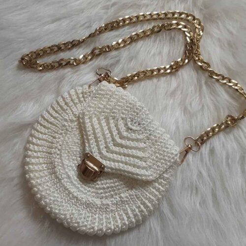 Macrame Sling Bag for Women Handwoven Model Circular