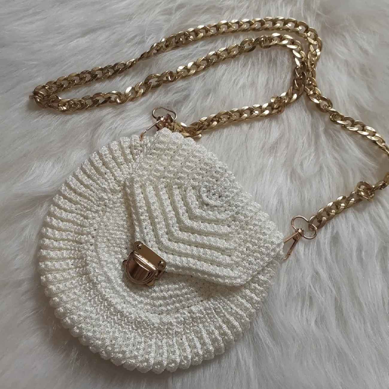 Macrame Sling Bag for Women Handwoven Model Circular