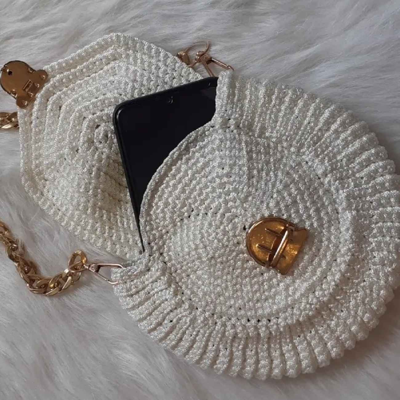 Macrame Sling Bag for Women Handwoven Model Circular