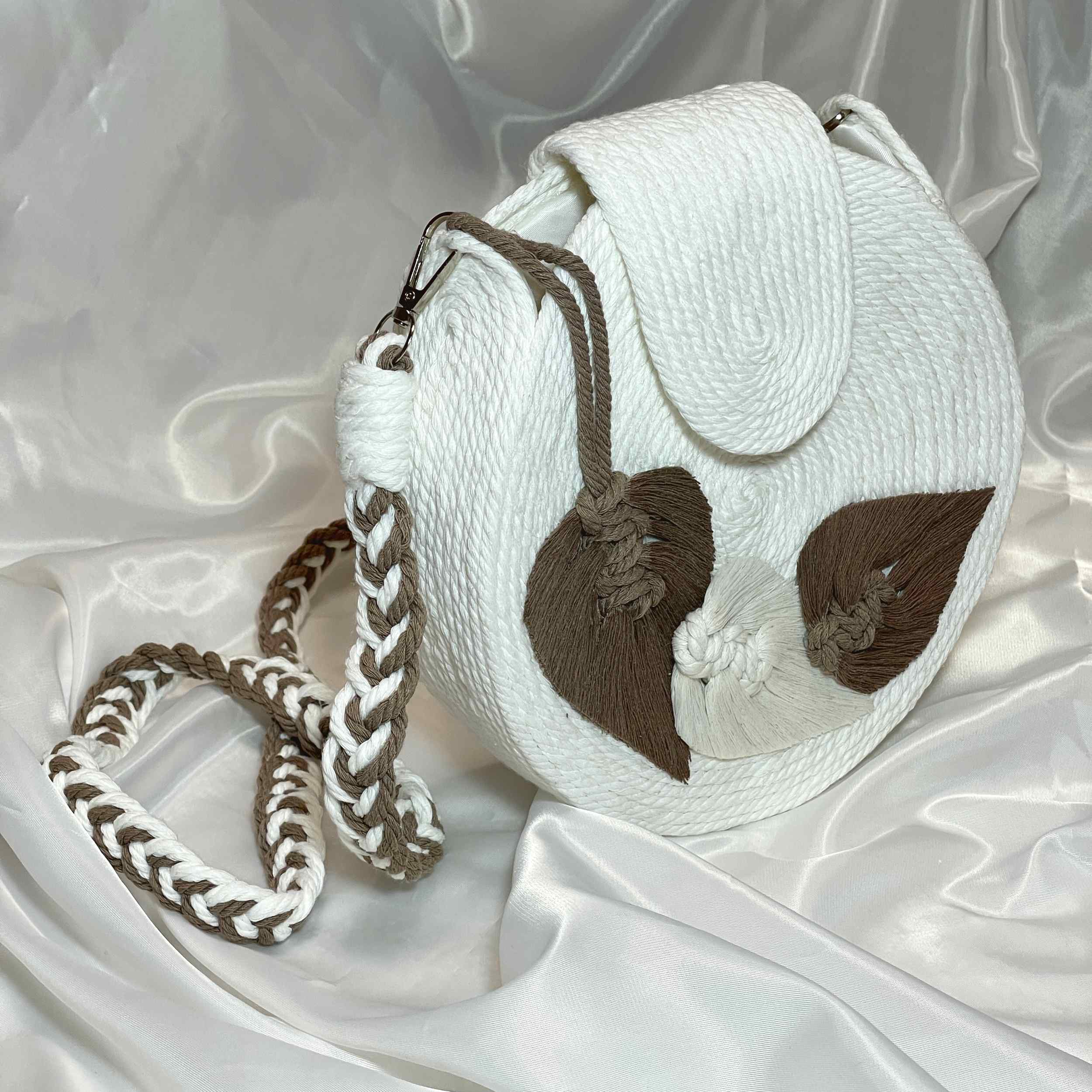 Macrame Sling Bag for Women Handwoven with Leaf Design