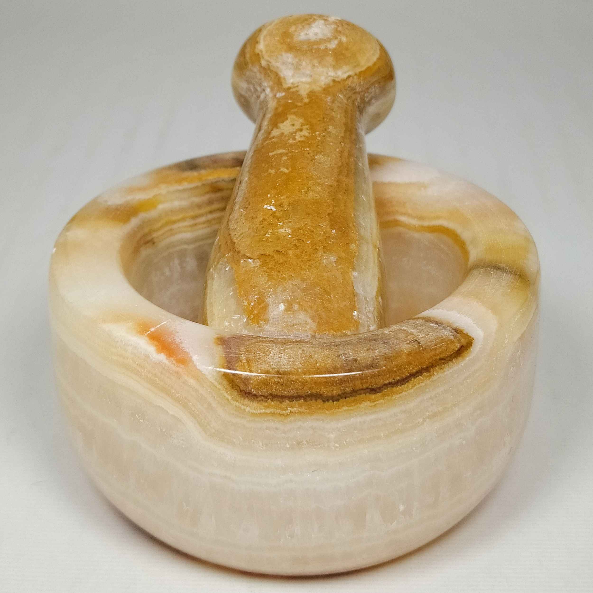 Marble Mortar & Pestle Set for Saffron & Spice Blending Model Atossa