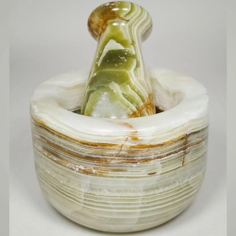 Marble Mortar & Pestle Set for Saffron & Spice Blending Model Karen