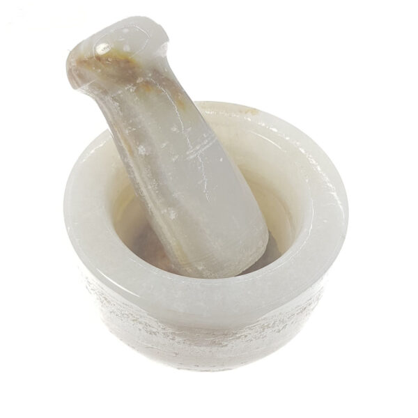 Marble Mortar & Pestle Set for Saffron & Spice Blending Model Nadia