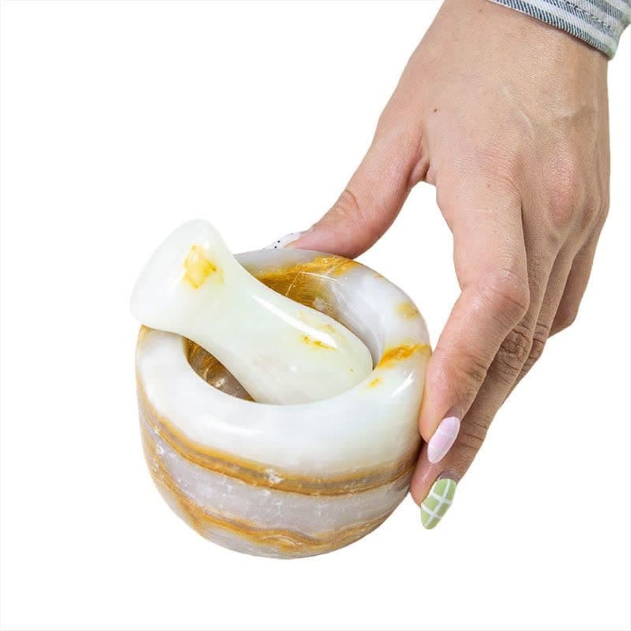 Marble Mortar & Pestle Set for Saffron & Spice Blending Model Rasa