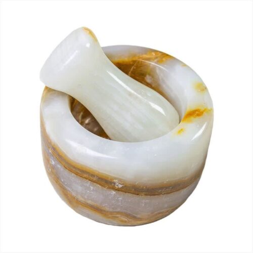 Marble Mortar & Pestle Set for Saffron & Spice Blending Model Rasa