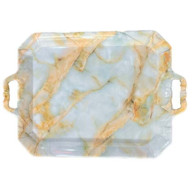 Melamine Serving Tray Durable in Marble Design with Handles