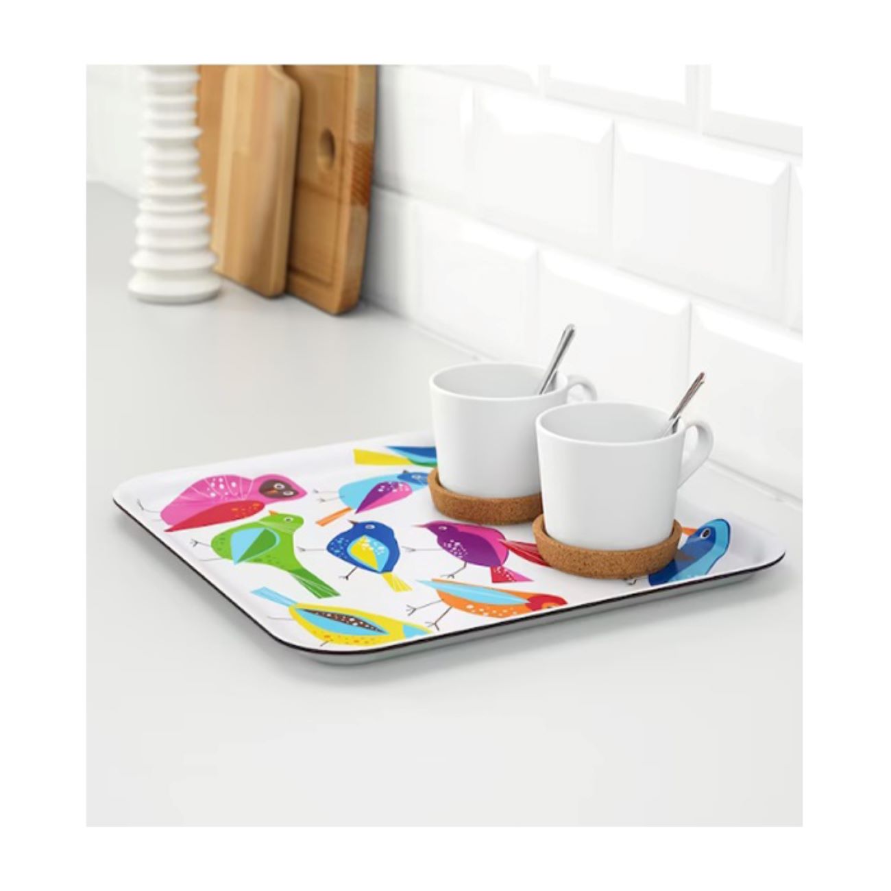 Melamine Serving Tray Lightweight & Durable Bird Design