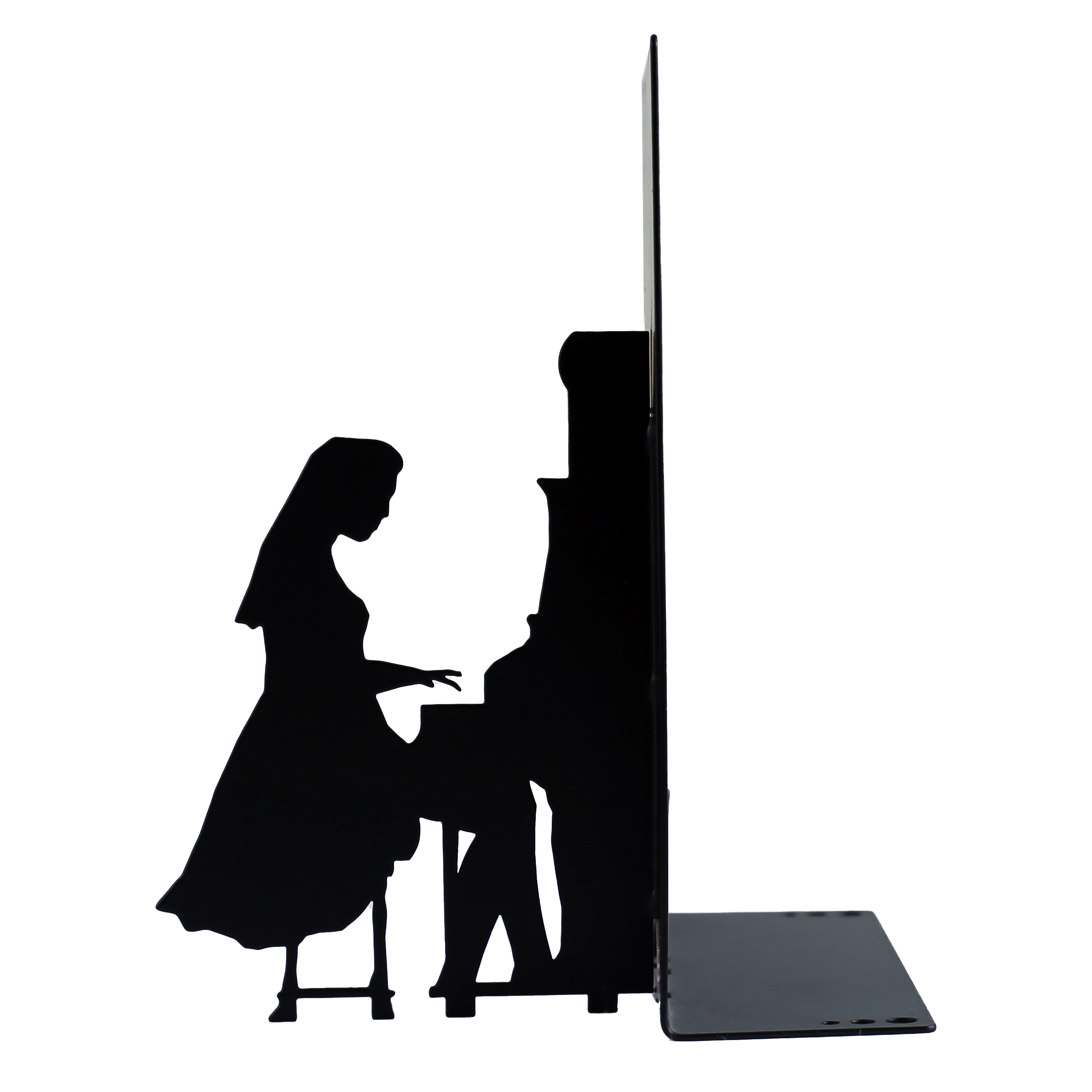 Metal Art Bookend for Shelf with Pianist Woman Design