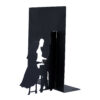 Metal Art Bookend for Shelf with Pianist Woman Design