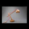 Minimalist Adjustable Round Head Wooden Desk Lamp with Red Cord