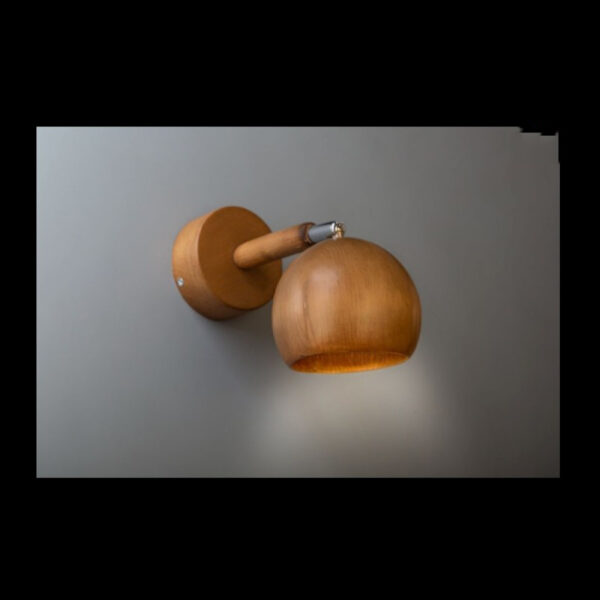 Minimalist Adjustable Round Head Wooden Wall Sconce Light