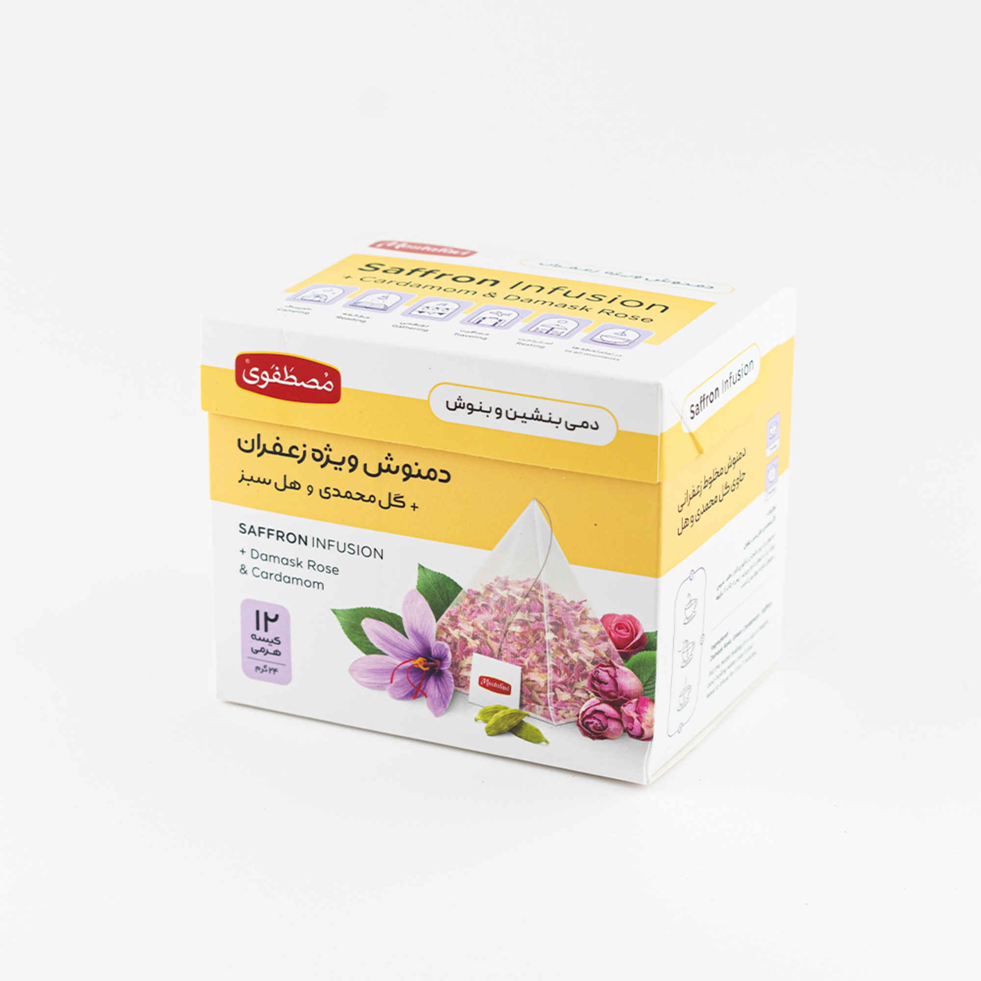 Mostafavi Saffron Herbal Tea Blend with Damask Rose & Cardamom (X6)