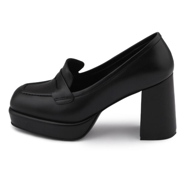 Natural Leather Loafers High Heels Shoes for Women