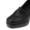 Natural Leather Loafers High Heels Shoes for Women