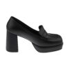 Natural Leather Loafers High Heels Shoes for Women