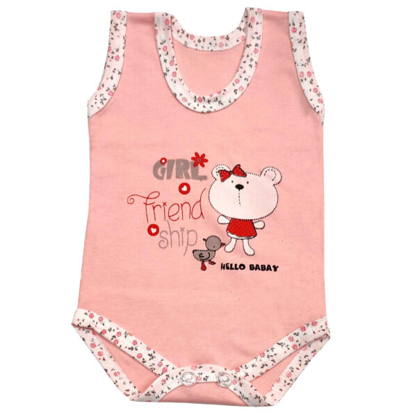 Newborn Baby Girl Onesie Model Pink Bear