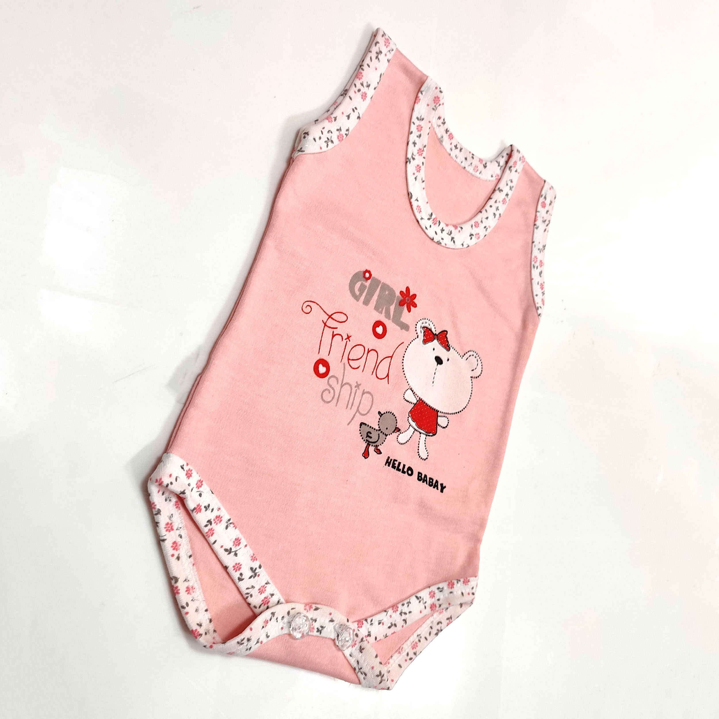 Newborn Baby Girl Onesie Model Pink Bear