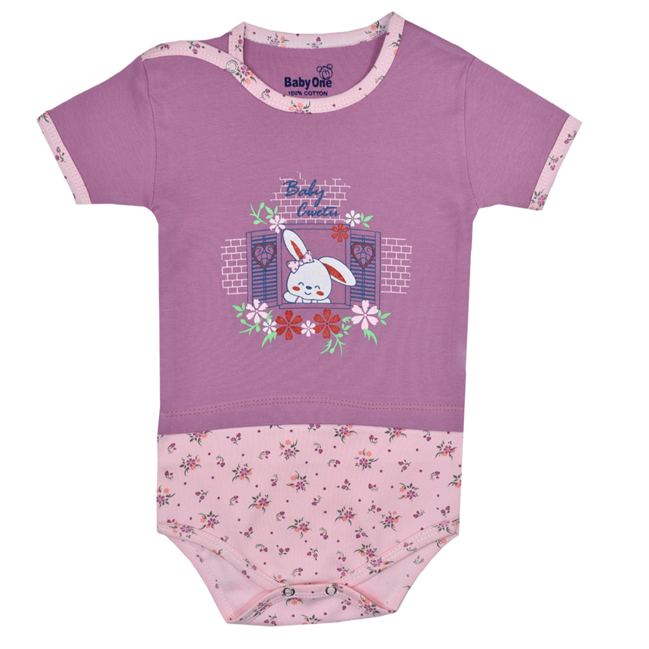 Newborn Baby Girl Onesie with Floral Short