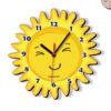 Non Ticking Wooden Nursery Wall Clock with Little Sun Design