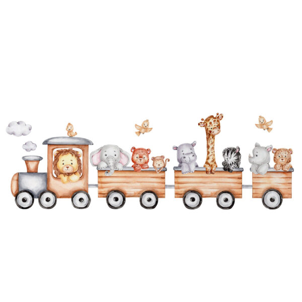 Nursery Wall Sticker for Baby's Room Model Animal Train