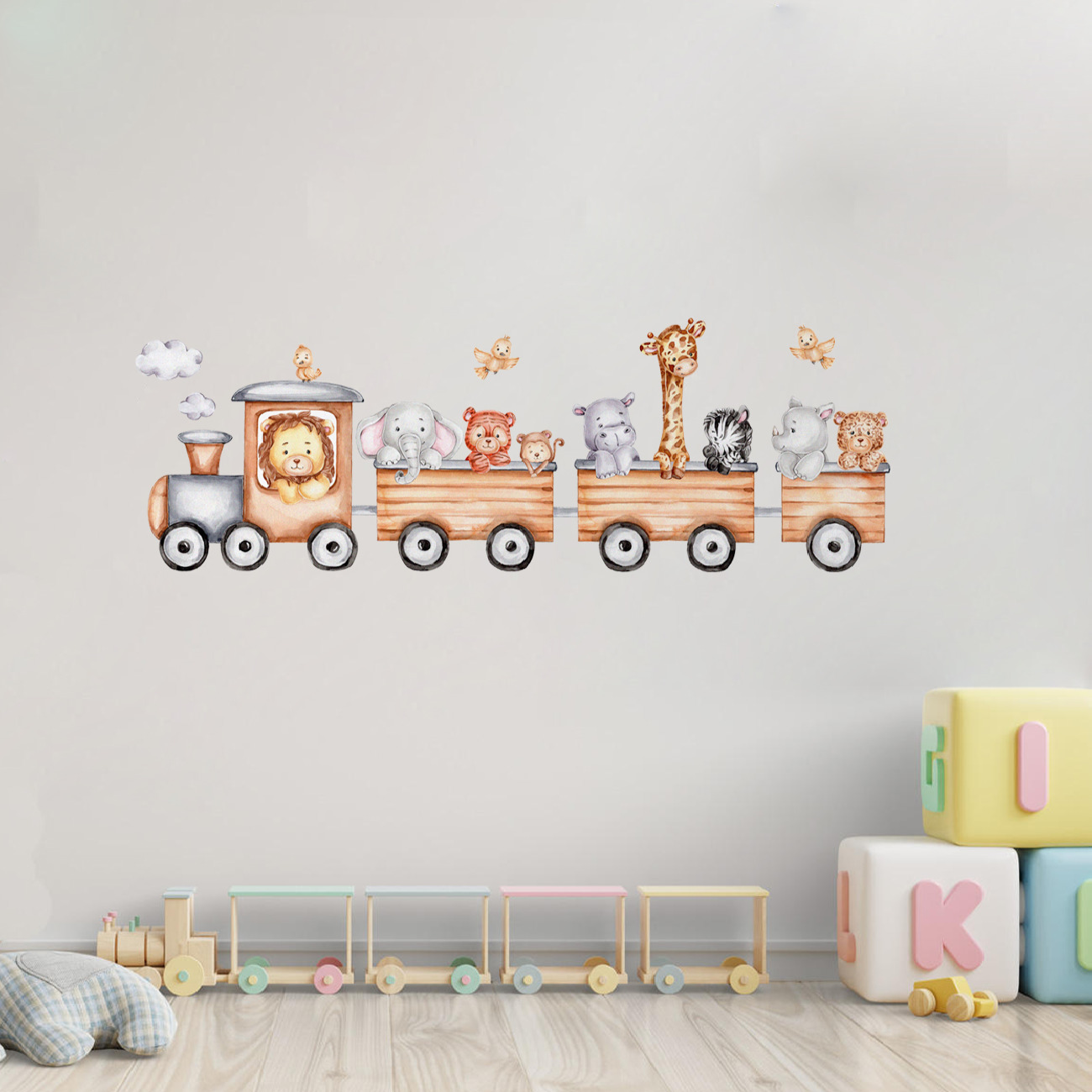Nursery Wall Sticker for Baby’s Room Model Animal Train