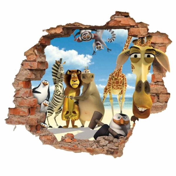 Nursery 3D Wall Sticker for Baby's Room Model Madagascar